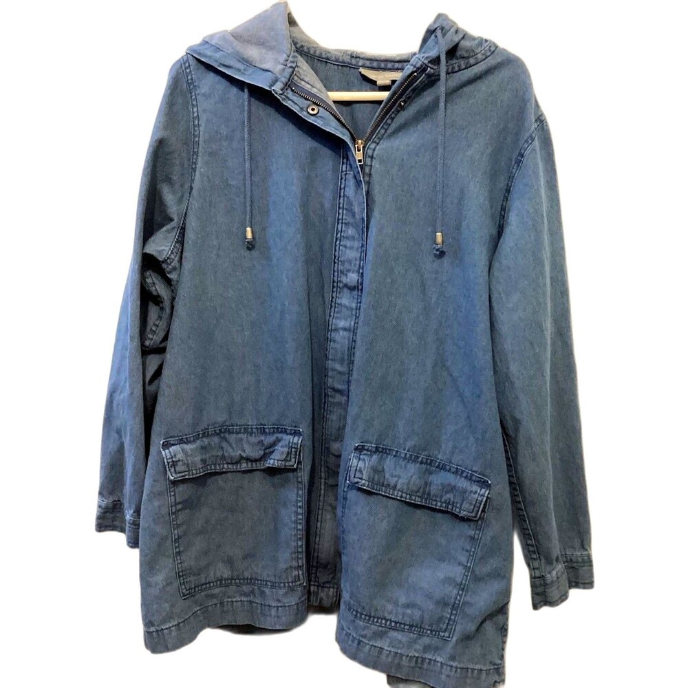 Women’s Woman Within 100% Cotton Zip Up Jacket Size Large 18/20